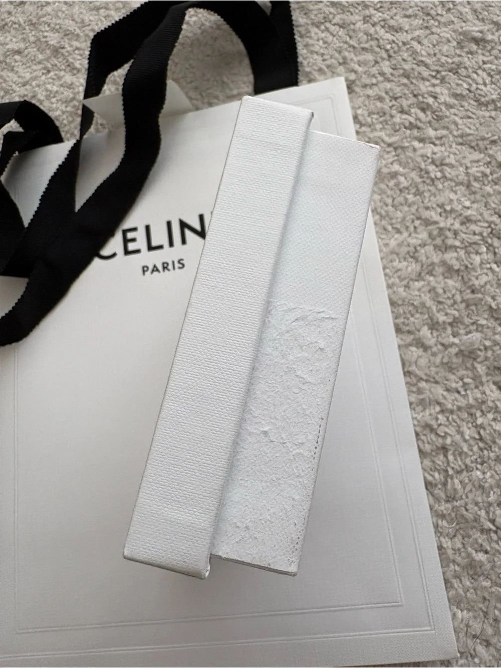 Celine White Gift Bag and Box Set with Black Accents